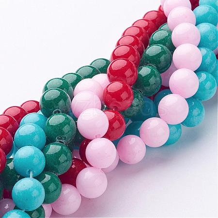 Natural Mashan Jade Round Beads Strands G-D263-8mm-M-1