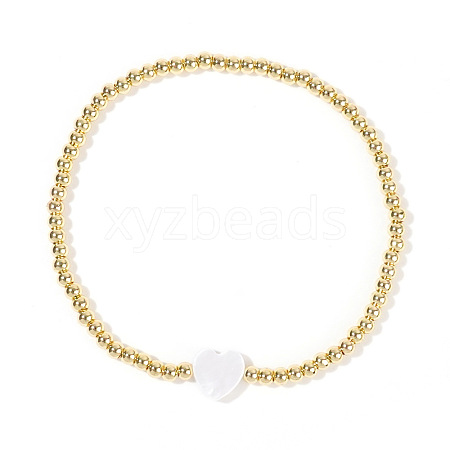 Shell & Brass Beaded Stretch Bracelets for Women HZ6192-1-1