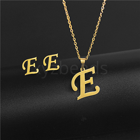 Golden Stainless Steel Initial Letter Jewelry Set IT6493-10-1