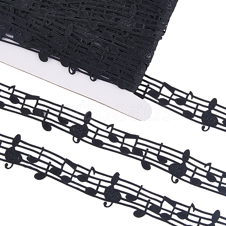20 Yards Polyester Musical Note Lace Trim Ribbon OCOR-GF0004-44B-1