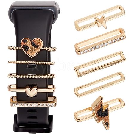  10Pcs Heart & Lightning Bolt Alloy Watch Band Charms Set FIND-NB0003-21-1