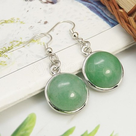 Fashion Natural Green Aventurine Earrings EJEW-E003-6-1