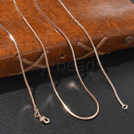 1.5mm Rack Plating Brass Snake Chain Necklaces for Women Men MAK-L044-13RG-1