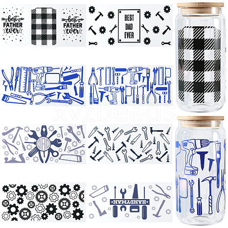 8Pcs 8 Styles PVC Plastic Waterproof Decorative Sticker Labels DIY-SP0004-93F-1