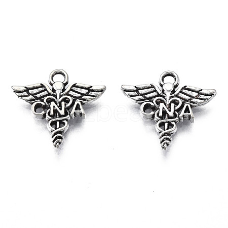 Tibetan Style Alloy CNA Caduceus Medical Symbol Charms TIBEP-N008-134-1