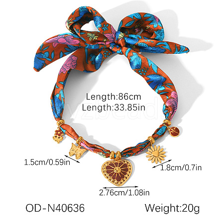 304 Stainless Steel Enamel Multi-Pendant Scarf Necklaces WG041BF-06-1