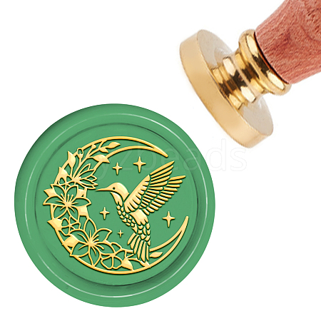 Brass Wax Seal Stamp with Handle AJEW-WH0184-0102-1