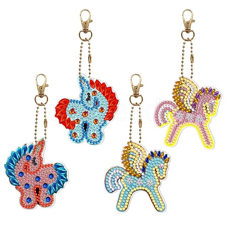 DIY Diamond Painting Unicorn Keychain Kits DIAM-PW0009-11-1