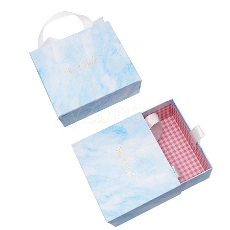 Rectangle with Marble Pattern Paper Drawer Boxes CARB-P002-03B-03-1