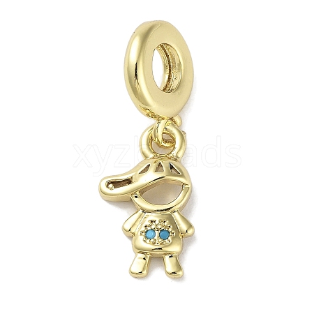 Rack Plating Brass Pave Cubic Zirconia European Dangle Charms X-KK-R163-08A-G-1