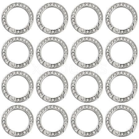 16Pcs Alloy Rhinestone Spring Gate Rings FIND-SP0004-52B-1