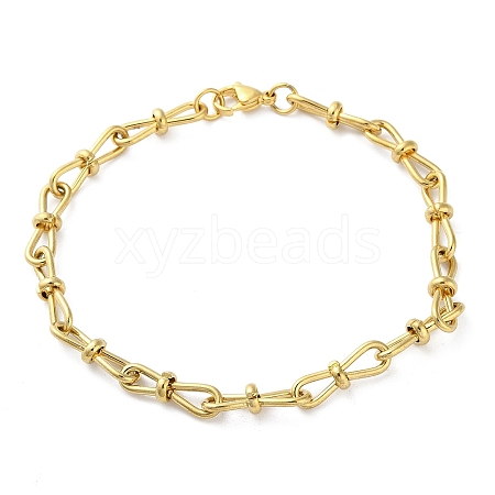 304 Stainless Steel Bowknot Link Chain Bracelets for Women BJEW-G712-08G-1