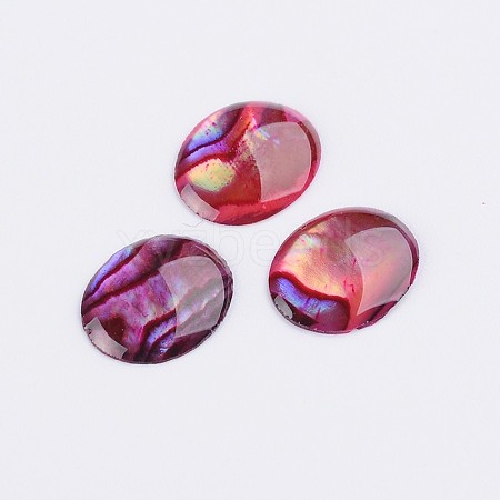 Dyed Oval Abalone Shell/Paua Shell Cabochons SSHEL-K002-10x12mm-01-1