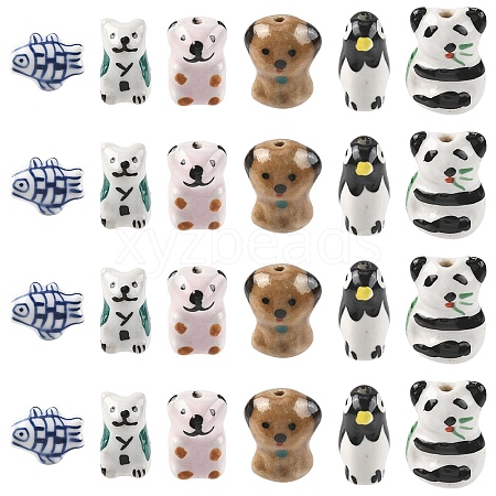 6Pcs 6 Styles Handmade Porcelain Beads PORC-YW0001-70-1