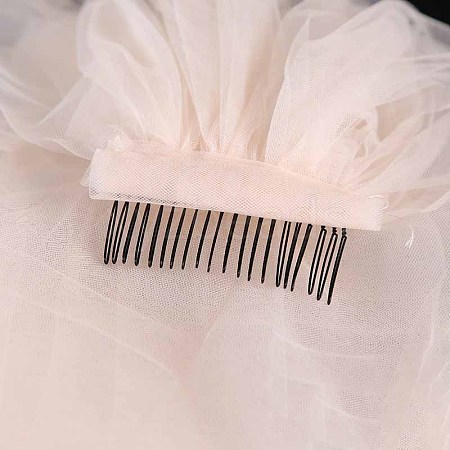 Long Mesh Tulle Bridal Veils with Combs HULI-PW0002-023B-01-1