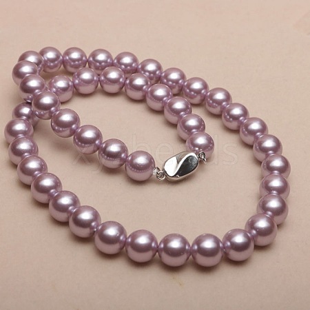 Dyed Shell Pearl Round Beaded Necklaces for Women WG18377-21-1