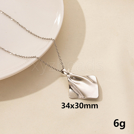 Vintage Stainless Steel Geometric Rhombus Pendant Necklace for Women AO1780-9-1
