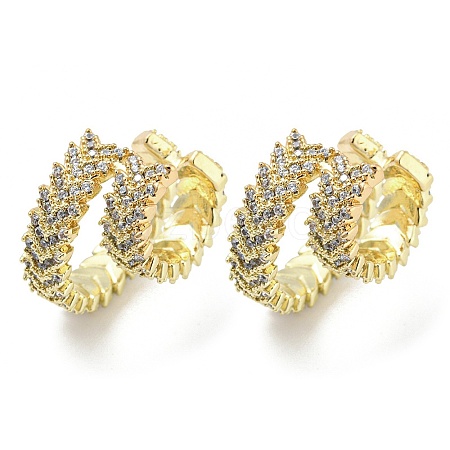 Brass Micro Pave Cubic Zirconia Cuff Earrings EJEW-I300-09G-1