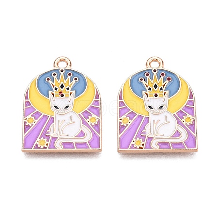 Tarot Card Theme Alloy Enamel Pendants ENAM-T020-51B-02-1