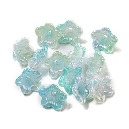 Iridescent Acrylic Bead Caps X-OACR-C021-08D-1