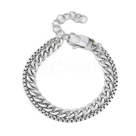 304 Stainless Steel Curb Chains Bracelets BJEW-S156-01P-1