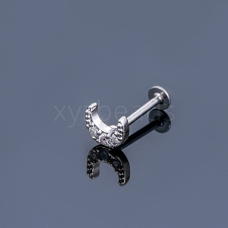 316L Surgical Stainless Steel Micro Pave Clear Cubic Zirconia Cartilage Earrings WGEC19D-12-1