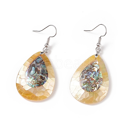 White Shell & Abalone Shell/Paua Shell Dangle Earrings EJEW-K081-03H-1