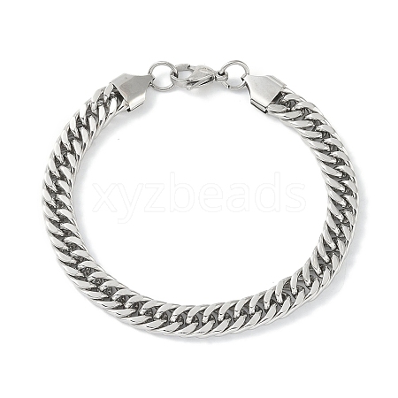 201 Stainless Steel Cuban Link Chain Bracelets for Women Men BJEW-I316-05P-1