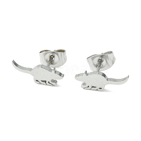 Non-Tarnish Cute Little Animal Theme 304 Stainless Steel Stud Earrings EJEW-B041-03I-P-1