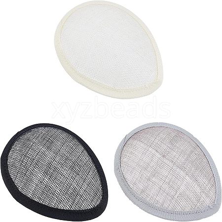 CHGCRAFT 3Pcs 3 Colors Linen Teardrop Fascinator Hat Base for Millinery AJEW-CA0002-77-1