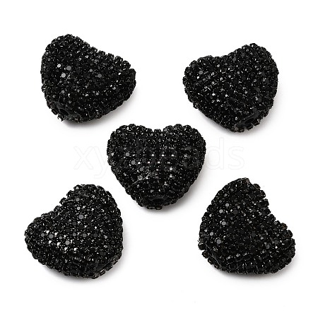 Sparkling Acrylic Heart Beads with Rhinestone Embellishment OACR-NH0001-02B-08-1