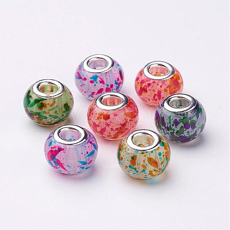 Spray Painted Glass European Beads GPDL-R005-M1-1