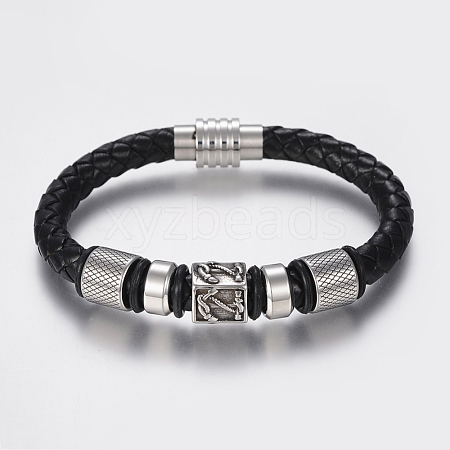 Braided Leather Cord Bracelets X-BJEW-H560-26-1