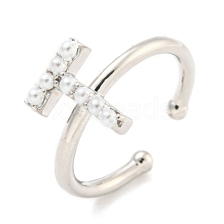 Rack Plating Brass Open Cuff Rings for Women RJEW-F162-01P-T-1