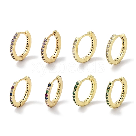 Brass Pave Cubic Zirconia Hoop Earrings for Women EJEW-L269-129G-1