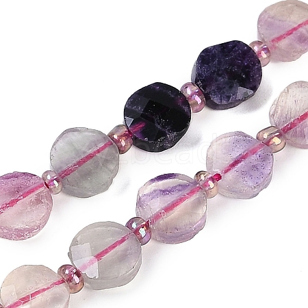 Natural Colorful Fluorite Beads Strands G-G182-G01-01-1