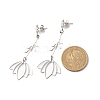 Non-Tarnish 304 Stainless Steel Flower Long Dangle Stud Earrings for Women EJEW-JE05006-3