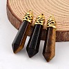 Bullet Natural Tiger Eye Pointed Pendants G-E332-B07-1