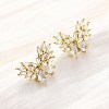 Brass Micro Pave Cubic Zirconia Stud Earrings Findings EJEW-F373-04G-3