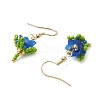 Flower Handmade Glass Seed Beads & Acrylic Beads Dangle Earrings EJEW-MZ00359-03-4