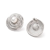 Rack Plating Flat Round Brass ABS Imitation Pearl Stud Earrings EJEW-M029-05P-2