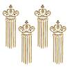 CHGCRAFT 4Pcs Crystal Rhinestone Crown with Chain Tassel Lapel Pin JEWB-CA0001-32G-1