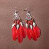 Bohemian Blue Feather Tassel Earrings Vintage Style Unique Long Earrings LW7993-3-1