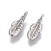 Tibetan Style Alloy Feather Pendants TIBEP-0377-AS-LF-2