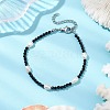 Natural Black Spinel &  Cultured Freshwater Pearl  Beads Beaded Bracelets for Woman BJEW-JB11268-1