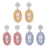 3 Pairs Cross Oval Glass Seed Bead Woven Stud Earrings EJEW-MZ00595-2