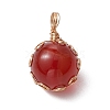 Natural Carnelian/Rose Quartz/Lapis Lazuli/Aventurine/Amethyst Round Pendants PALLOY-JF02982-3