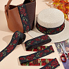 7M Flat Ethnic Style Polyester Jacquard Flower Ribbon OCOR-WH0082-132-5