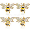 4Pcs Bees Alloy Glass Brooch JEWB-ME0001-18-1