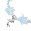 3Pcs 3 Colors Spray Painted Glass Star Beads & Natural Rose Quartz & Amazonite & Green Aventurine Beads Stretch Bracelets for Women BJEW-MZ00175-4